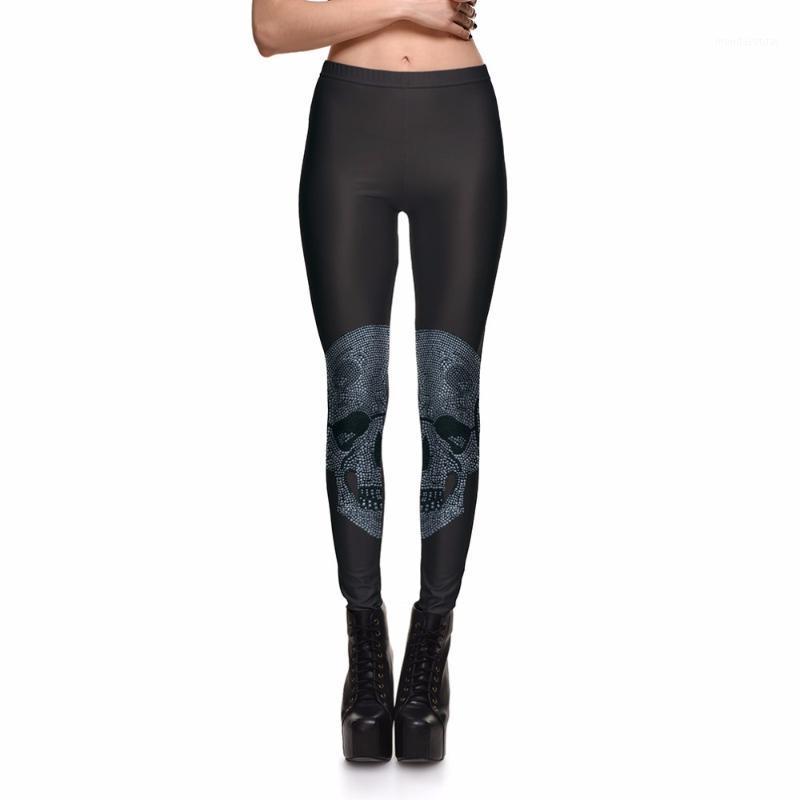 

Women' Leggings Wholesale Symmetrical Skull Prints Suitable For European Women Pants Stretch, As pic