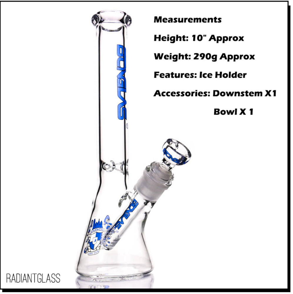 

Mini printed beaker bong hookahs with notches glass water pipe dab rig 10 inches blue black green