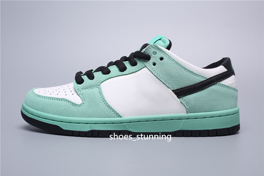 Chaussures de skateboard DNks Lows Sea Crystal Colorway Green Glow / Black-Summit White Skateboarding Leisure Shoe Outdoor Sneakers Taille 36-47.