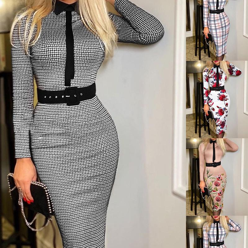 

Casual Dresses Fashion Women' Printed Dress With Belt Women For RedCasual, Black