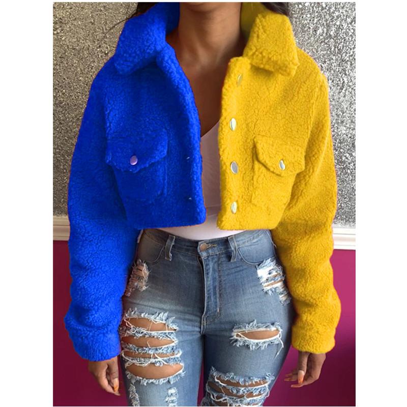 

Women' Wool & Blends American Woolen Jacket Female Ins Tide Short Harajuku Style Stitching Color Matching Slim Y1173Women, Pink white