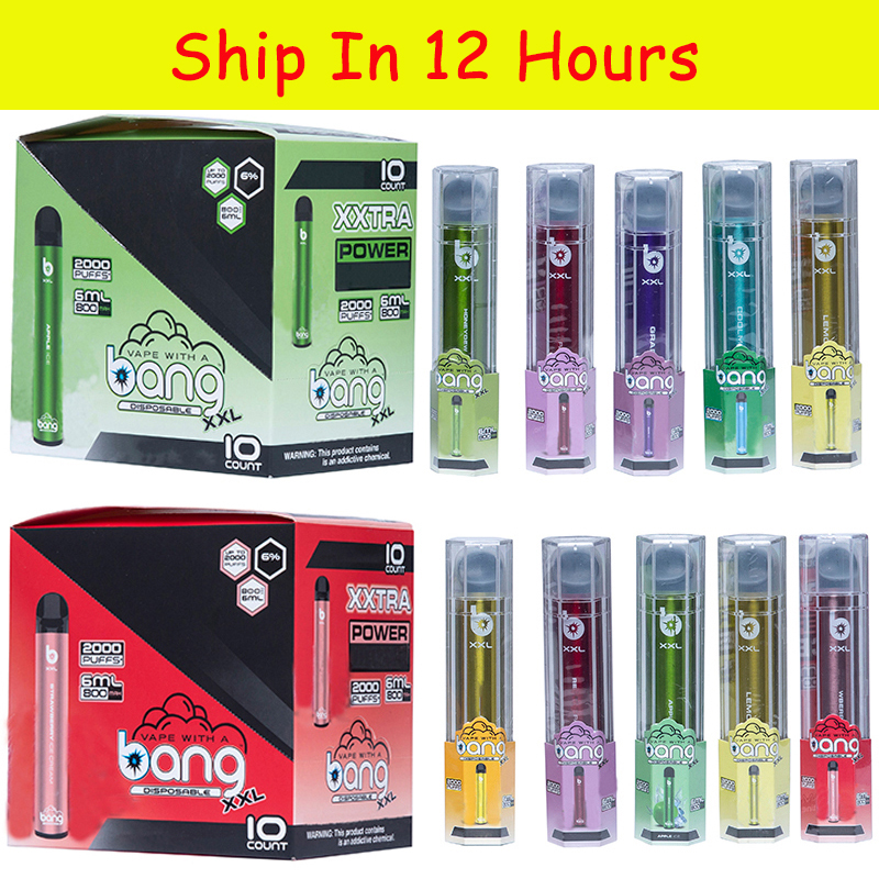 

Top Quality Bang xxl Disposable E-cigarettes Vapes 2000 Puffs Vapes With Integrated 800mAh Battery Portable Ecig Pens VS RandM Tornado Ship In 1 Day