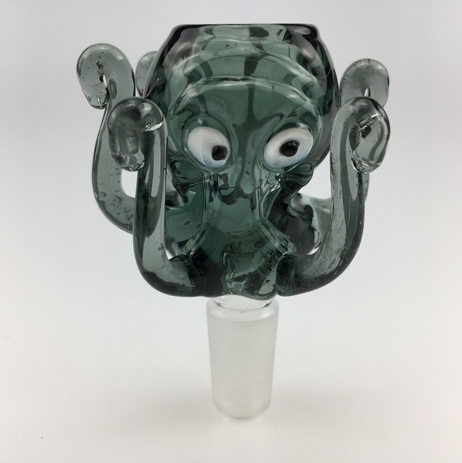 

Newest 5 color 14mm glass bowl Male Joint Handle Beautiful Slide octopus shape bowl piece smoking Accessories For Bongs Water Pipes