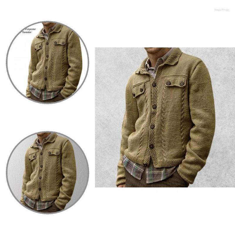 

Men's Sweaters Pure Color Good Quality Solid Men Knitted Cardigan Breathable Single-Breasted For Daily Wear Begu22, Khaki