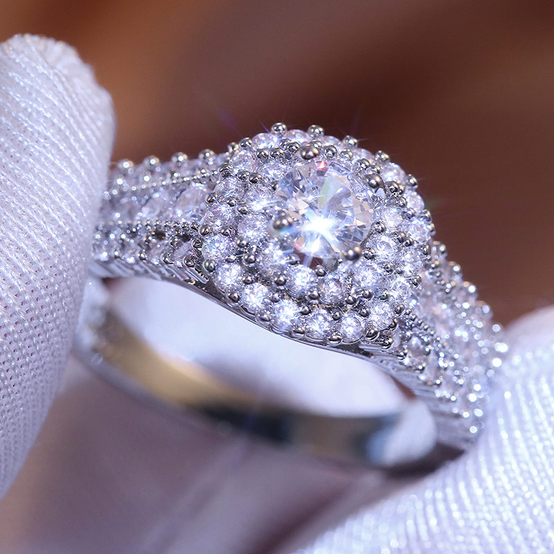 

Wedding Brand Women Ring Crystal Zircon Stones Cocktail Party Claws Design Wholesale Lots&ampBulk Ring Trendy Accessories