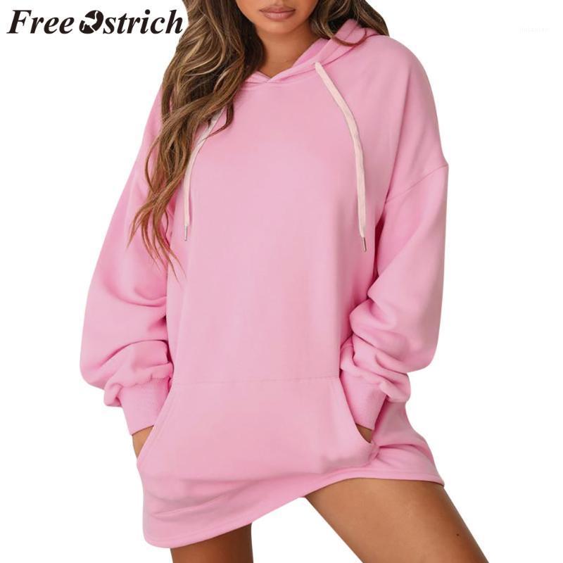 

Women' Blouses & Shirts FREE OSTRICH Womens Tops And Solid Color Pocket Long Sleeve Hood Sweet Fashion Autumn Winter Woman 2022, Pink
