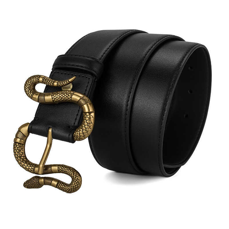 

Famous Zuer men's double g new snake head needle buckle brand leather belt Designer Top Quality Classic luxury, Black
