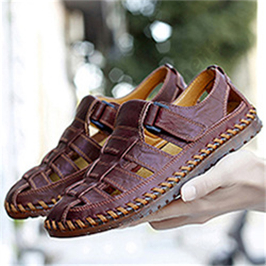 Sandales de grande taille hommes 2022 été nouvelle sandale à bout respirant loisirs de plein air chaussures de plage décontractées couche de tête