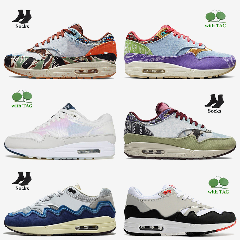 

High Quality OG Running Shoes Women Mens Patta Waves 1 Designer Sneakers Concepts Heavy Monarch London University Blue Wabi Sabi Blueprint Cactus Jack 87 Trainers, # blueprint 36-47