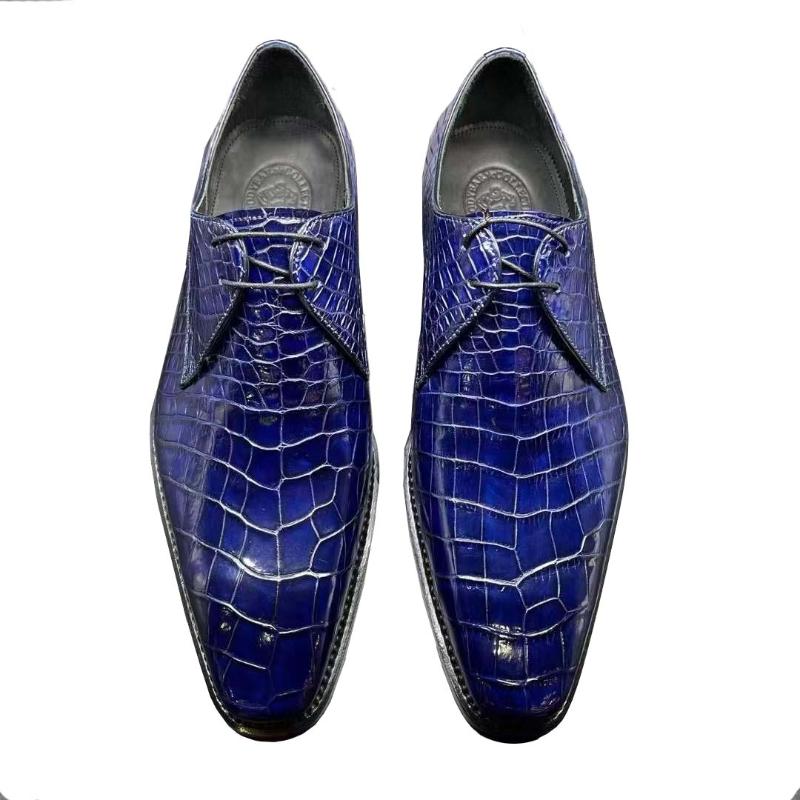 

Dress Shoes Chue Men Derby Crocodile Leather For Male Blue Belly