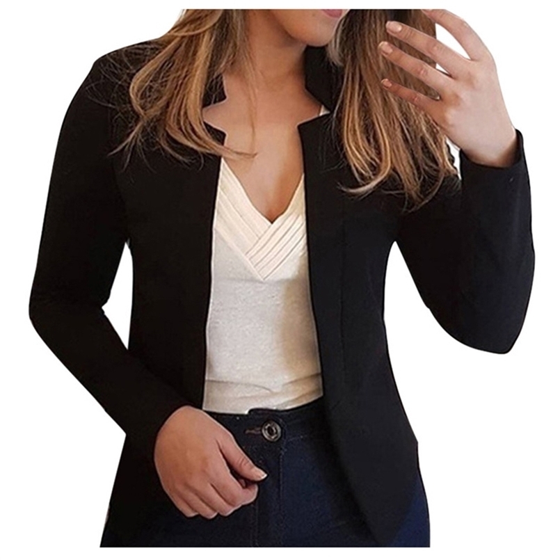 

Womens Fashion Long Sleeve Solid Jackets Coat Ladies Slim Small Suit Jacket Blazers For Women Elegant Stylish veste femme 220402, White