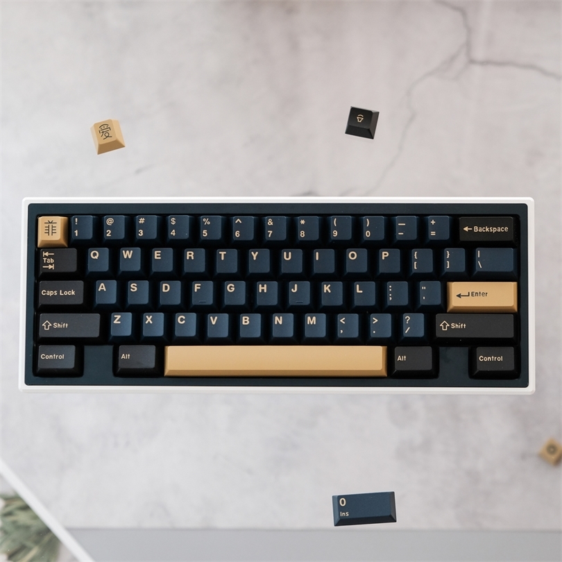 

G-MKY 173 Blue Samurai Keycaps Cherry Profile DOUBLE S ABS FONT PBT Font for MX Switch Mechanical Keyboard 220425