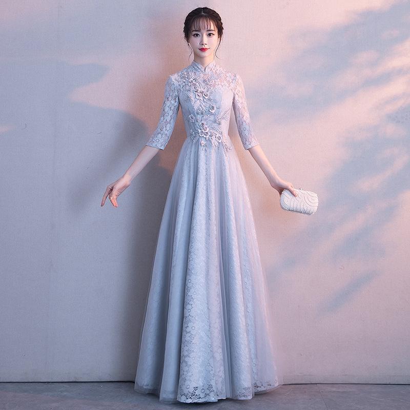 

Ethnic Clothing Sheng Coco Women Chinese Style Gown Qizhi Evening Dress Elegant Robe Oriental Qipao Collar Banque DressEthnic