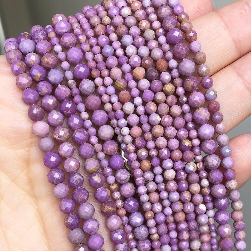 

Other 2/3/4mm Faceted Natural Stone Beads Purple Mica Gems Loose For Beach Jewelry Making Wristband Waistbeads Women GiftOther