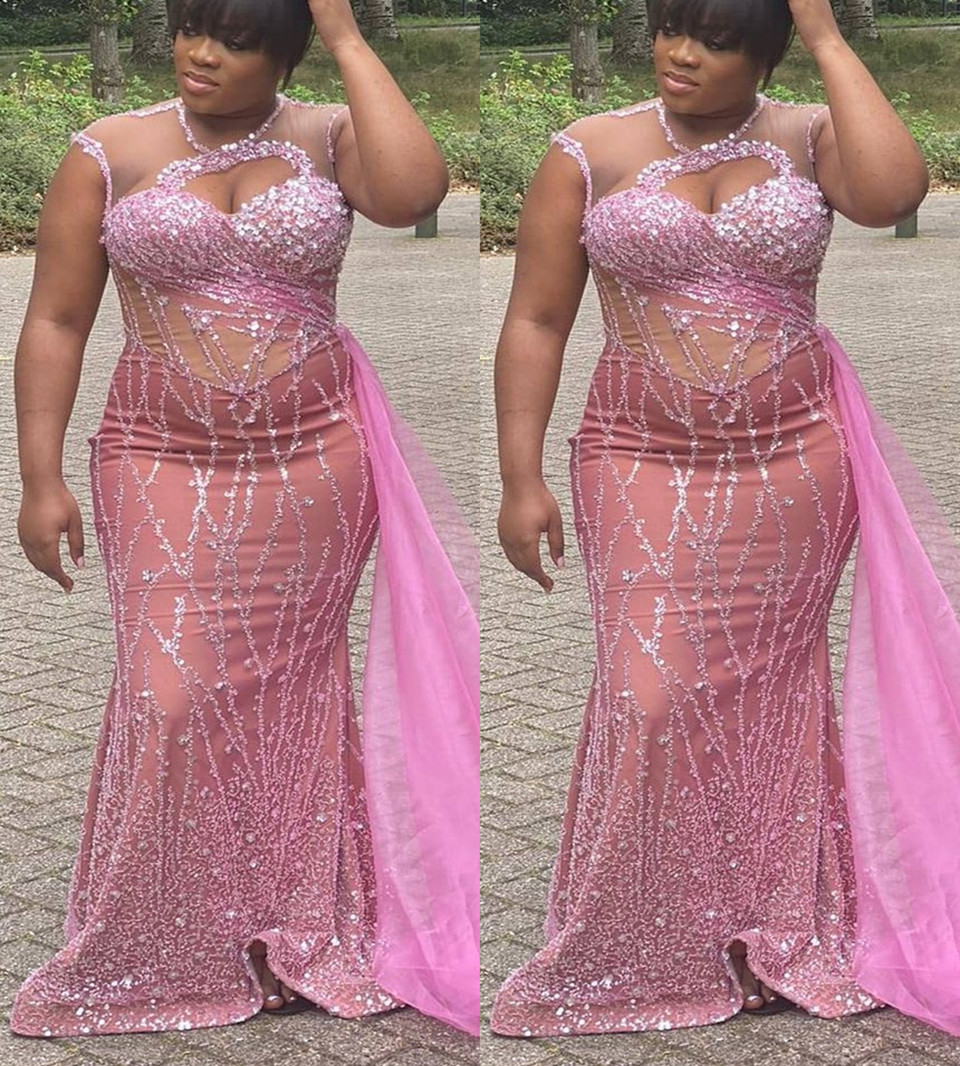 

2022 Plus Size Arabic Aso Ebi Pink Mermaid Luxurious Prom Dresses Sheer Neck Sexy Evening Formal Party Second Reception Birthday Engagement Gowns Dress ZJE66, Lilac