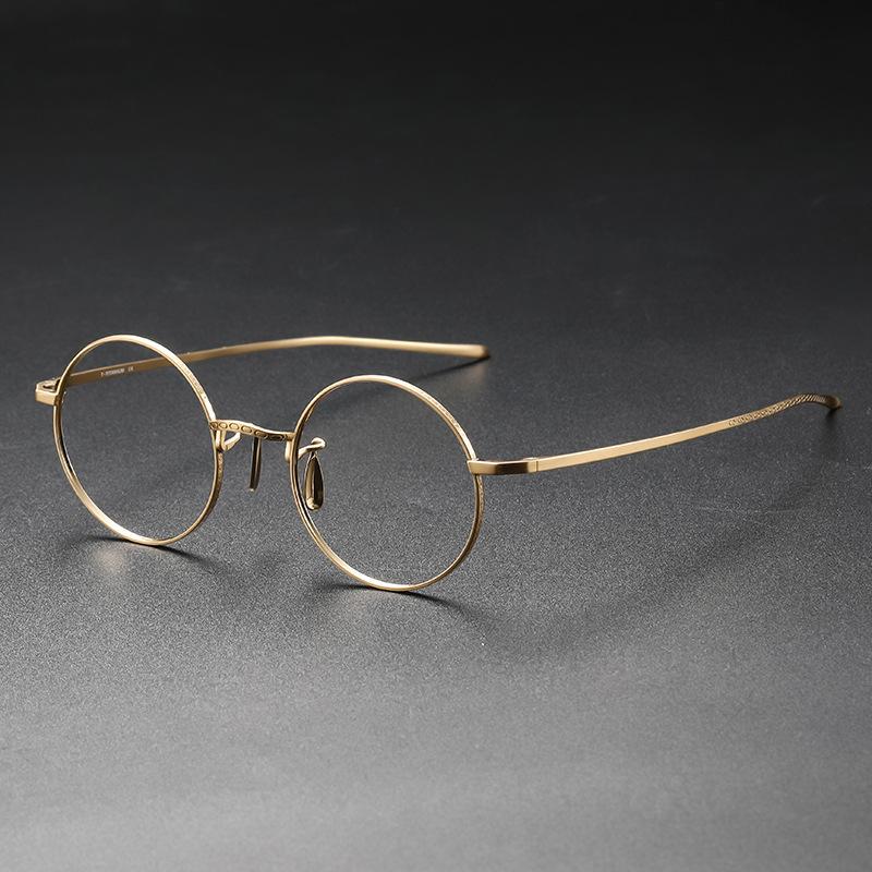 

Fashion Sunglasses Frames Retro Round Glasses Frame Large Pure Titanium Eyeglasses Men Women Ins KMN116 Handmade Japanese Brand Designer Eye