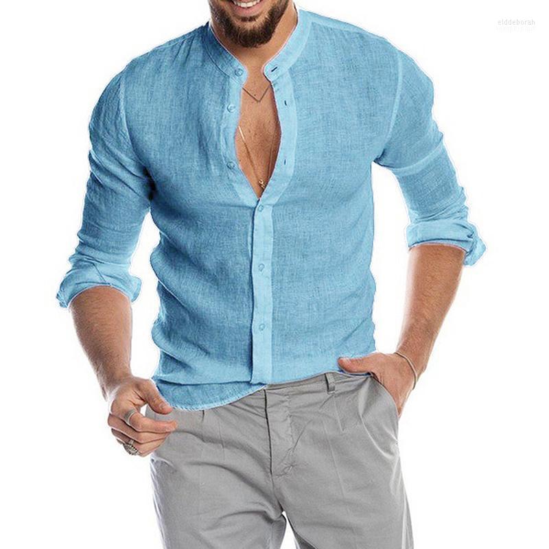 

Men's Summer Long-Sleeved Casual Linen Shirt Cotton Male Large Size Streetwear Harajuku Hip-Hop Tops Shirts Eldd22, Black
