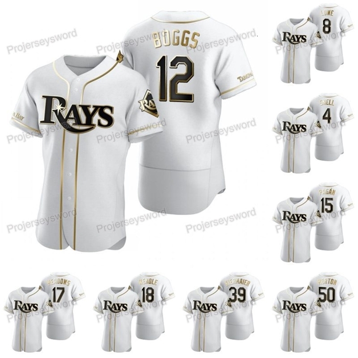

Sj98 Wade Boggs White Golden Edition Jersey Blake Snell Brandon Lowe Emilio Pagan Austin Meadows Joey Wendle Kevin Kiermaier Charlie Morton, 18 joey wendle