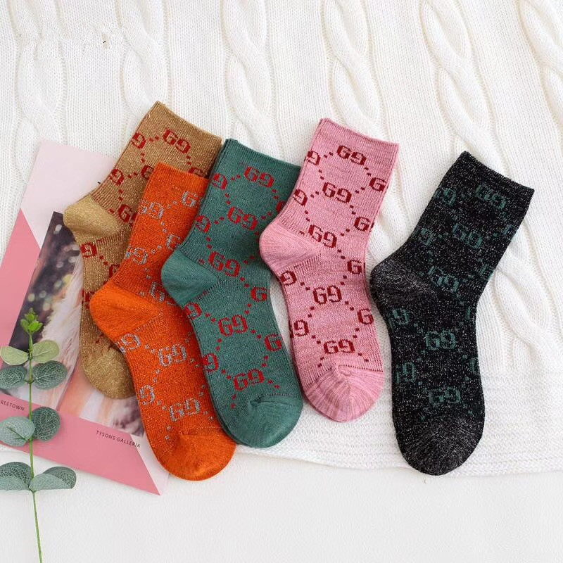 

Designer Mens Womens Socks Five Pair Luxe Sports Winter Mesh Letter Printed Sock Embroidery Cotton Man Woman With Box, 1 box = 5 pairs