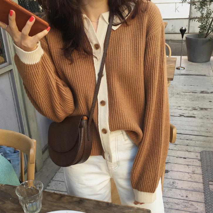 

Women's Sweaters Women Cardigan Sweater Korean Top Patchwork Jemi22, Black