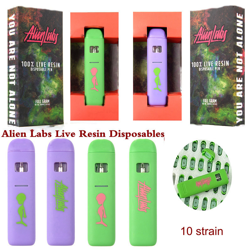 

ALIEN LABS Live Resin Disposable Vape Pen Disposables Pod Green Purple E Cigarette Alienlabs Empty 0.8ml 350mah With the Packagings 10 cake packwoods sauce jeeter