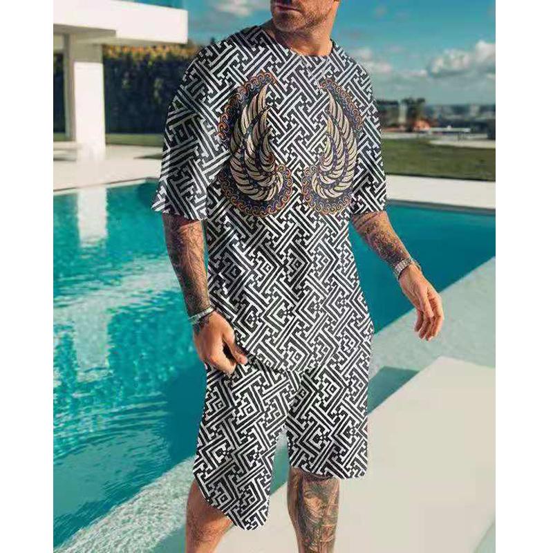 

Men's Tracksuits Printing Fashion Men's Short Sleeve Suit Casual ShortsMen's