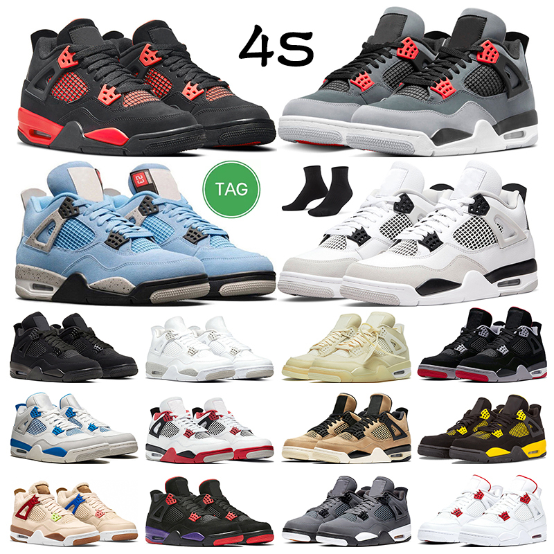

4 4s basketball shoe for mens womens Military Black Red Thunder Lightning Black Cat Sail White Oreo Cool Grey trainers sports shoes sneakers, #1 infrared