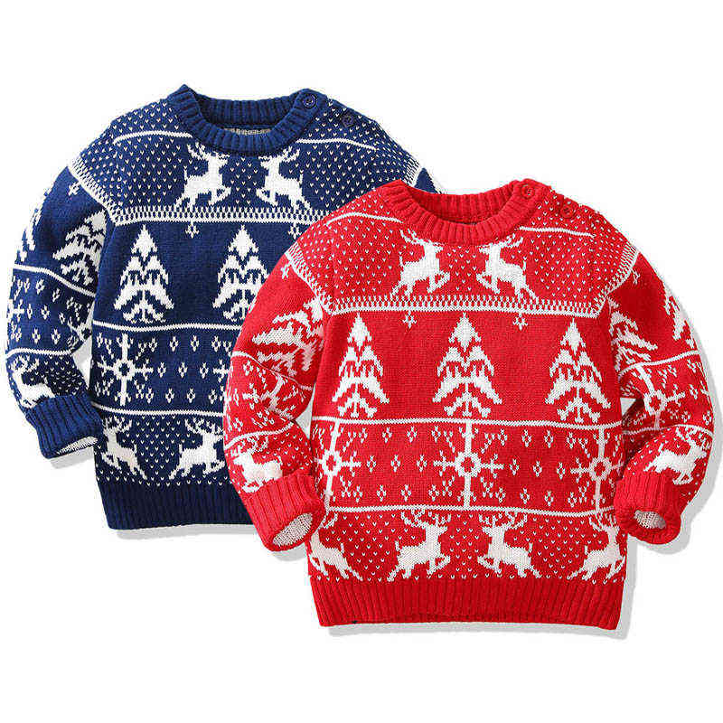 

Christmas Baby Boys Girls Cartoon Sweaters Autumn Winter Toddler Baby Knitting Clothes Kids Christmas Deer Sweater Pullover Tops L220715, 17167 red