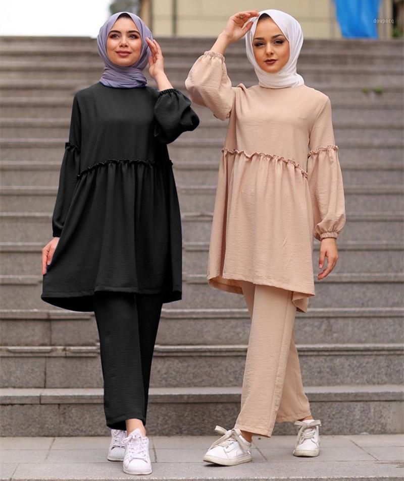 Vêtements ethniques Ensembles de femmes musulmanes Robe Cool Pantalons de mode Moyen-Orient Turquie Costume Dubaï Abaya Ensemble Donsignet