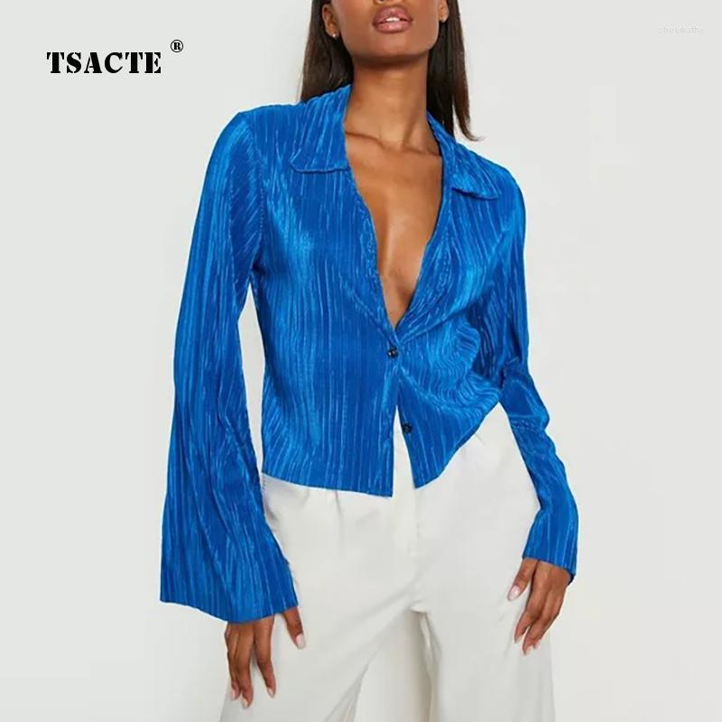 

Women' Blouses & Shirts Women' Casual Solid Color Spring Autumn Fashion Long Sleeves Lapel Cardigan Ladies Elegant Slim Streetwear Blo, Green