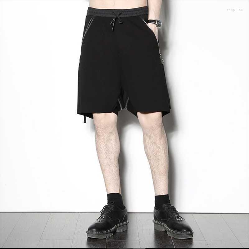

Men' Shorts Men' Casual Summer Dark Elastic Waist Large Zipper Splicing Design Low-Grade Loose Fashion Versatile, Black