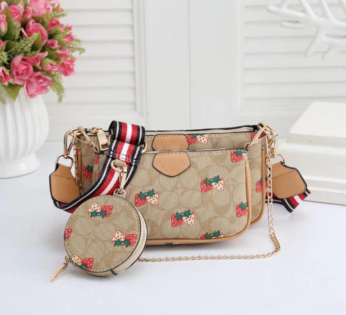 

New women's bag simple messenger bag 3-piece set shoulder handbag, Red