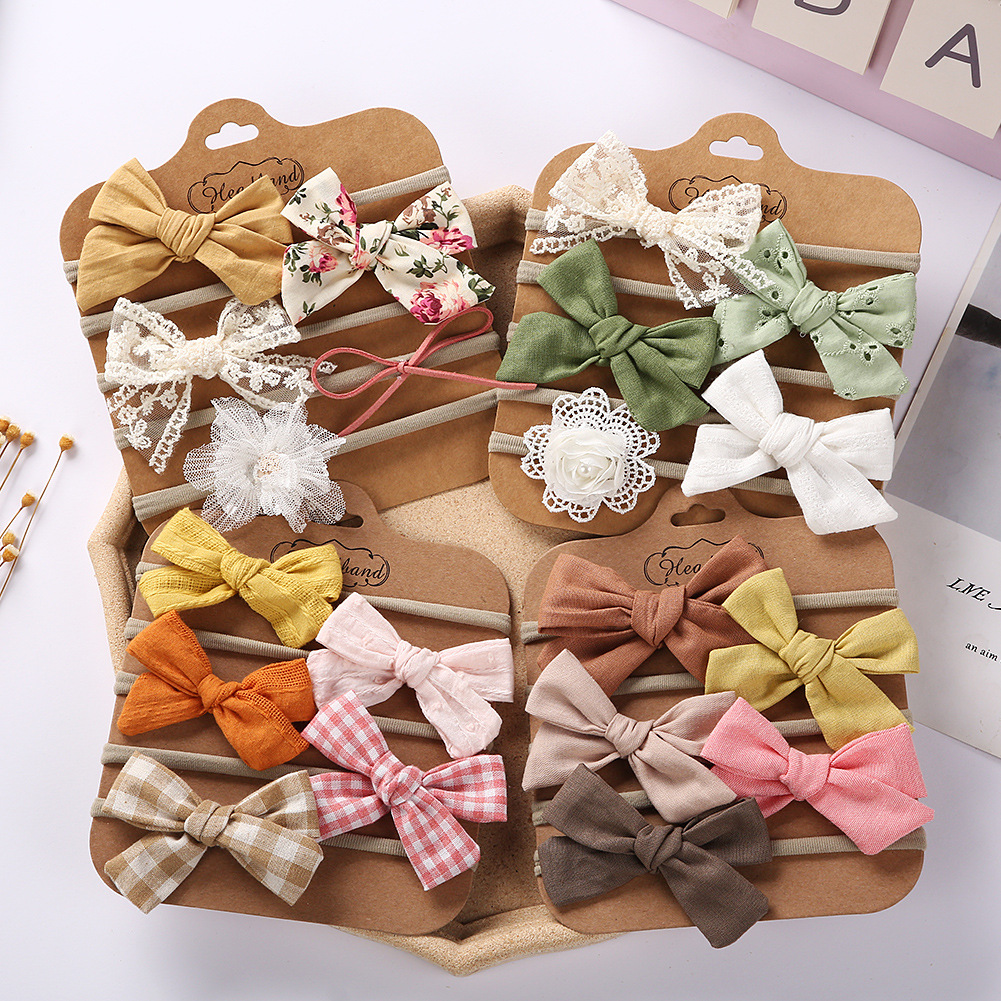 

New Arrive Baby Spring Lace Nylon Set Super Soft Printed Flower High Stretch Elastic Baby Headband Hair Accessories, Options