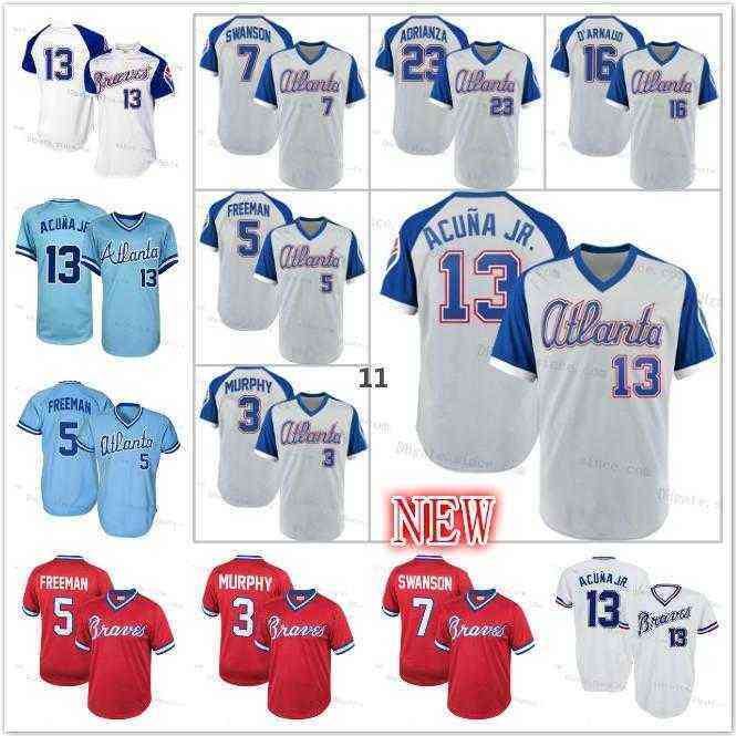 

Custom Ronald Acuna Jr. Braves Baseball Jersey 1984 White 1982 1981 Light Blu Atlanta Marcell Ozuna Jersey 1980 1979 Ozzie Albies Riley, As picture /men