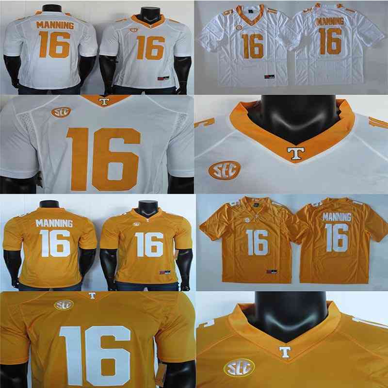 

2019 College Football Jersey Peyton Manning 16 Jersey Rare Tennessee Volunteers Jerseys White Yellow 150TH Patch, Men's yellow manning 16