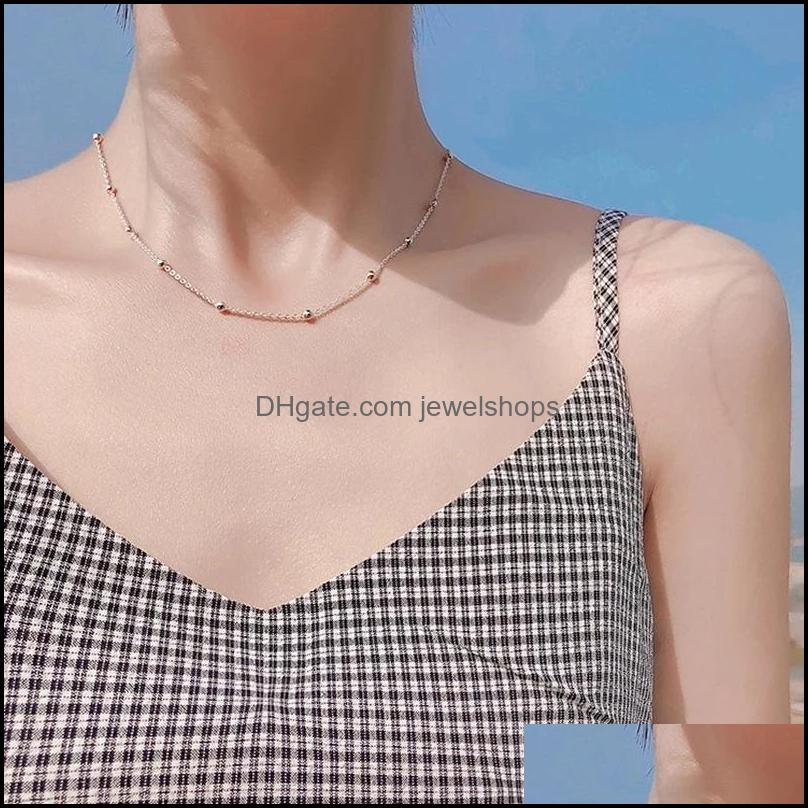 

Chains Sier Fashion Jewelry Bohemia Bead Chain Necklace Chokers Necklaces For Women Trendy Clavicle Girl Giftchain Jewelshops Dhgoa
