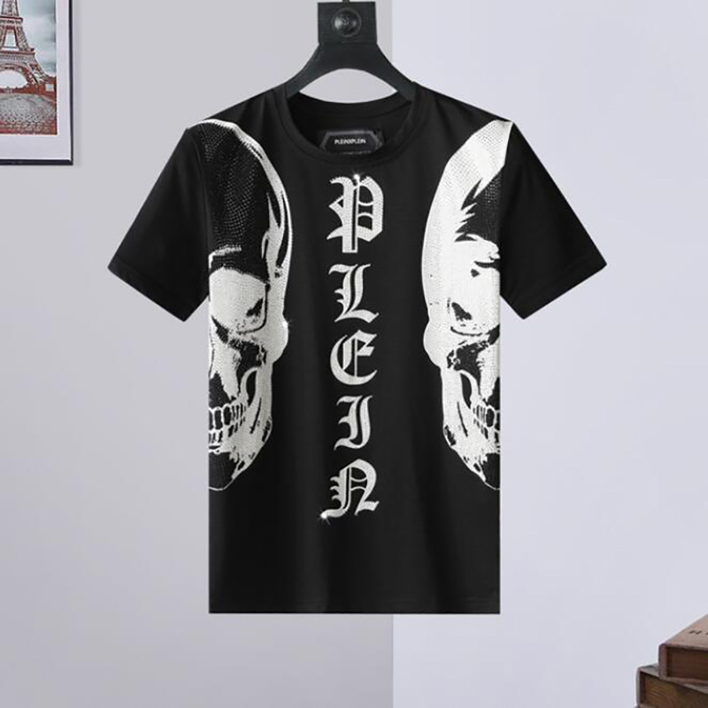 

2022 new Men's T-Shirts PLEINXPLEIN plein design brand summer style cotton black pp O-Neck short sleeve tees black T-shirt for, As shown