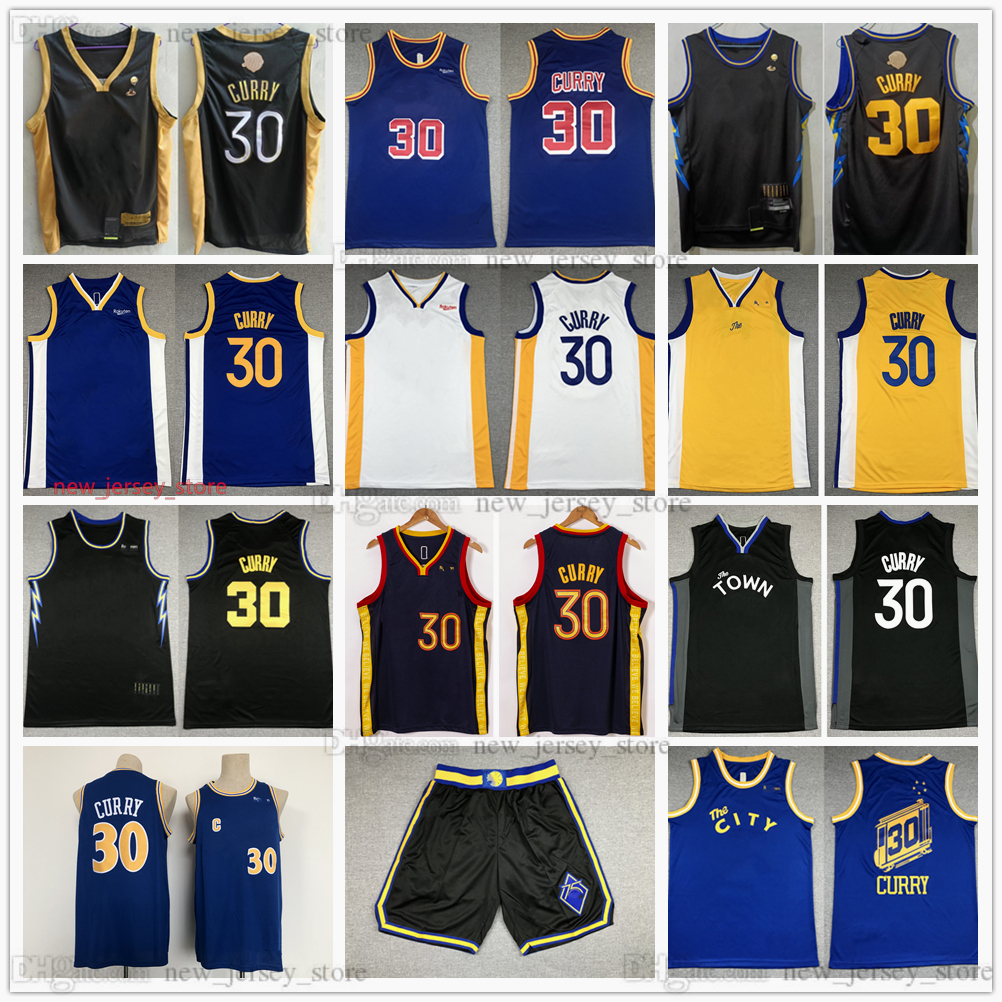 

2022 Finals Basketball Stephen 30 Curry Jerseys Stitched New Blue Retro White Black Edition City Earned Top Quality Yellow Jersey Short, As picture