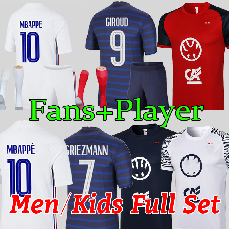 FRANCE Benzema Maillots de football 2022 Jersey de football Mbappe Grieuzmann Pogba 22 23 Francia Hommes + Version des joueurs pour enfants Maill