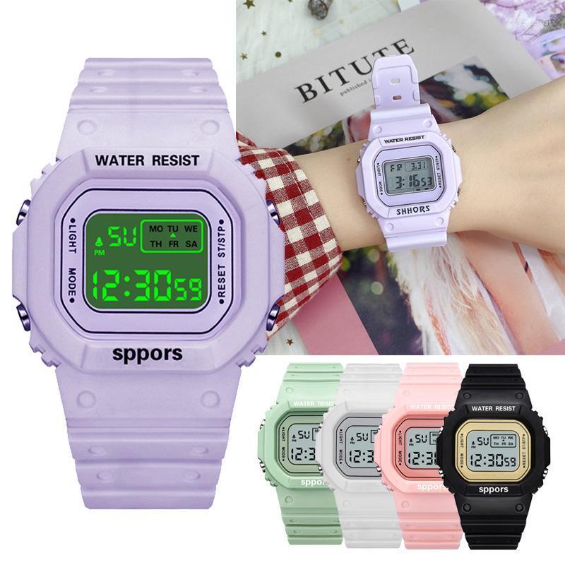 

Wristwatches Women's Digital Luminous Watches Men Unisex Kids Watch Sport Female Clock Waterproof Wristwatch Dress Montre FemmeWristwatc, White