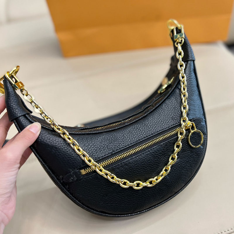 

Crescent Hobo Bag Half Moon Axillary Bags Women Baguette Handbag Chain Crossbody Shoulder Bags Genuine Leather Removable 2 Straps High Quality Purse Pouch 81098, Box