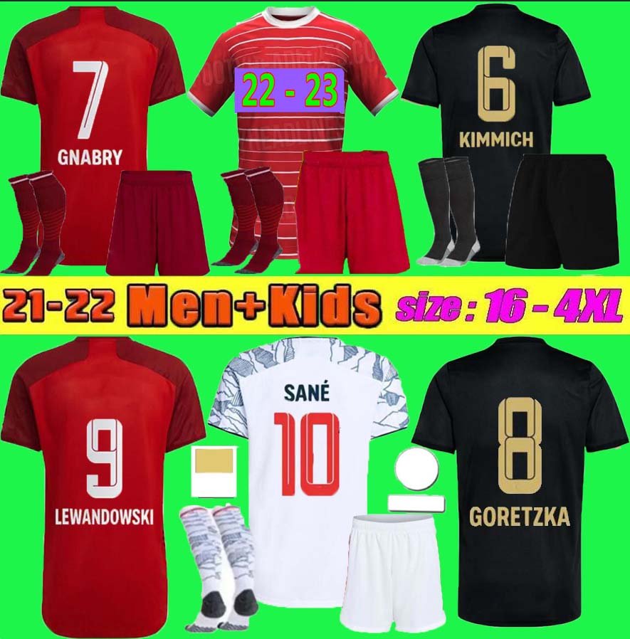 

LEWANDOWSKI soccer jerseys 21 22 23 Bayern SANE Munich GORETZKA COMAN MULLER DAVIES BAYERN KIMMICH football shirts Men + Kids kit 2022 2023 uniforms, Kit + sock