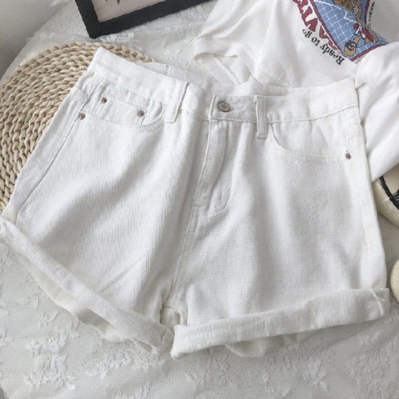 

Slim high waist versatile shorts casual loose wide leg hot pants, Black