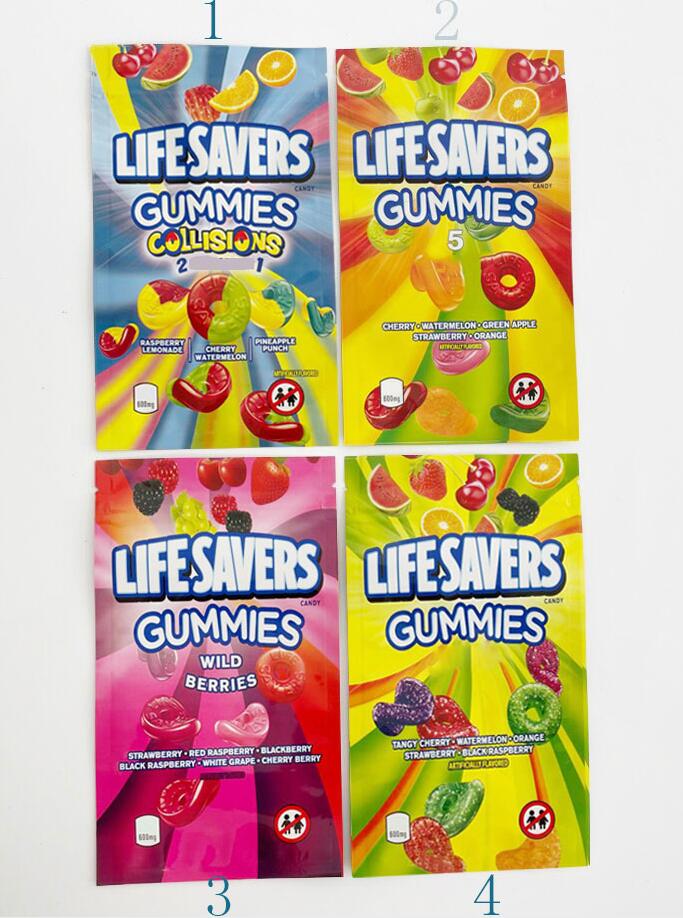 

sours sour gummies LIFESAVERS plastic packaging bag 420 edible package 500mg gummy candy edibles smell proof