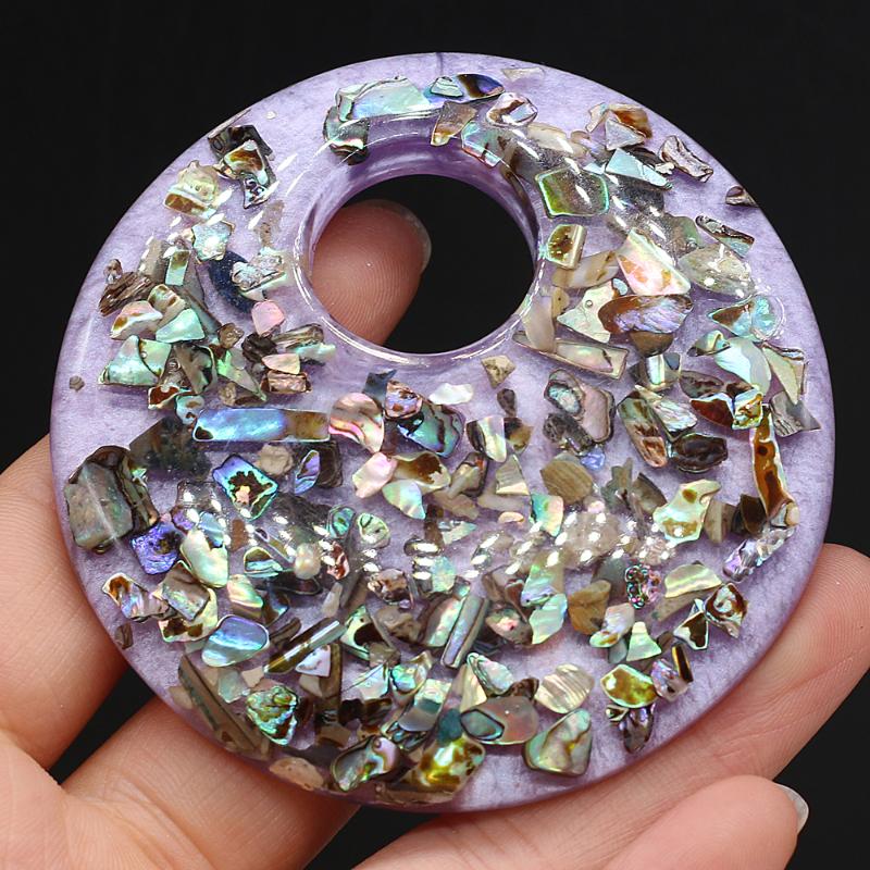 

Pendant Necklaces Natural Stone Pendants Flat Round Resin Big Hole Charms For Jewelry Making Necklace Accessories Women GiftsPendant