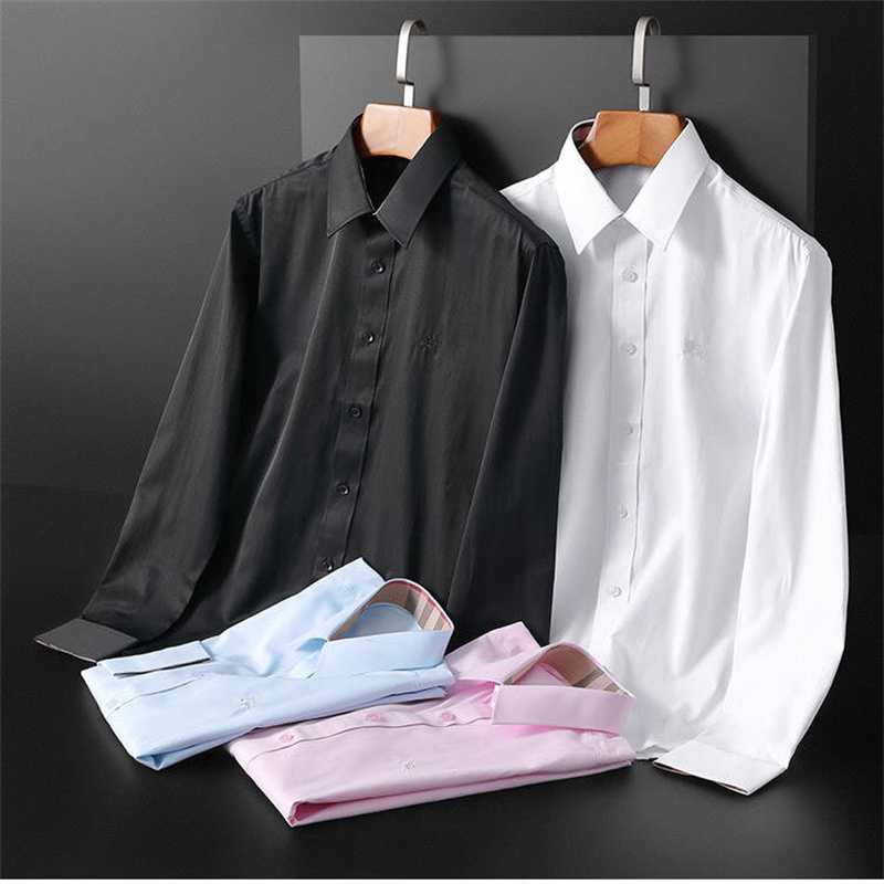 

Short Sleeve Shirts Mens Designer Business Dress Shirt Fashion Casual Shirt Men Slim Fit Stripe Womens small horse Man t Solid Color 04