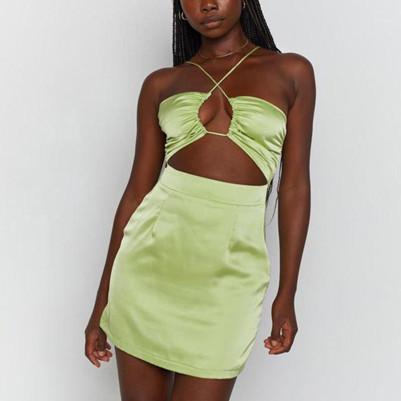 

Casual Dresses Halter Ruched Bodycon Dress Women Hollow Out Backless Sexy Tight Mini Summer 2022 Party Night Club Sundress, Black