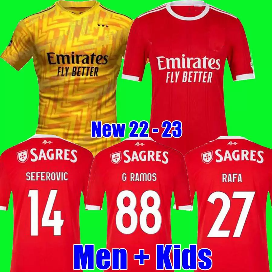 

21 22 23 Benfica soccer jersey PIZZI RAFA G RAMOS 2022 2023 Home Away Men kids kit Football shirts OTAMENDI Grimaldo Joao Mario Yaremchuk 222, Black