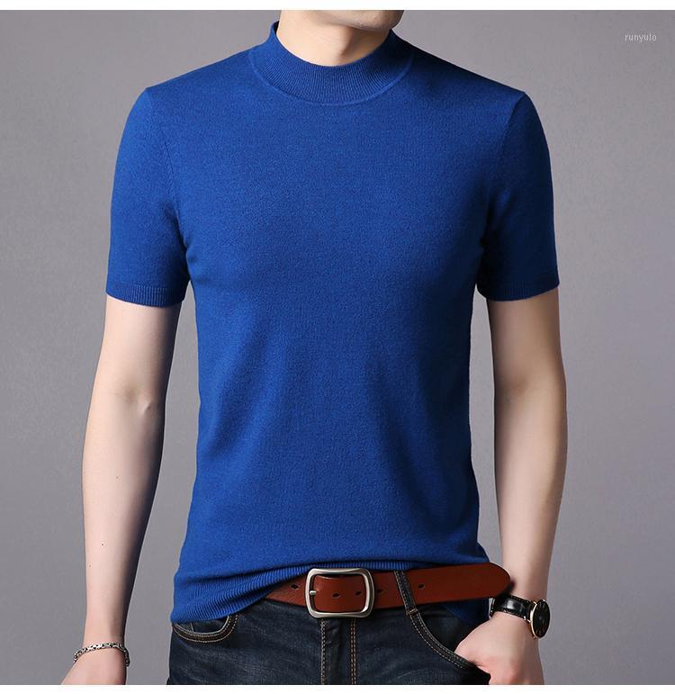 

Men' T-Shirts 2022 Summer And Autumn Half High Neck Short Sleeve Tops Tees Men Pure Color Fashion T Shirt Jke562, Gray