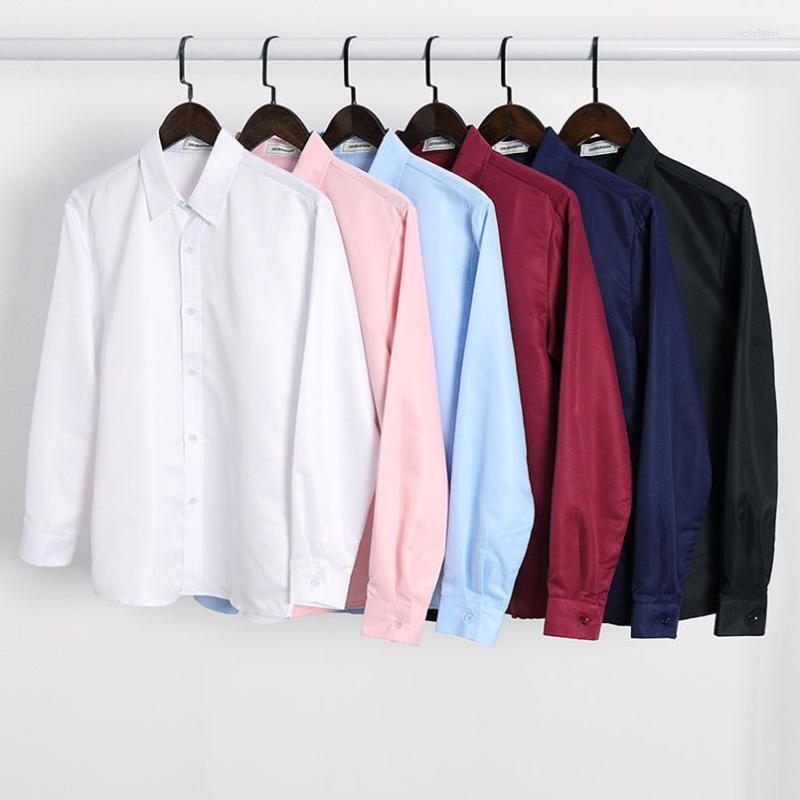 

Men's Dress Shirts Business Shirt Men Women Formal Turn-down Collar Office Long Sleeve Solid Student Top Clothing Slim Plus Size 5XLMen's Ve, Black dress shirt